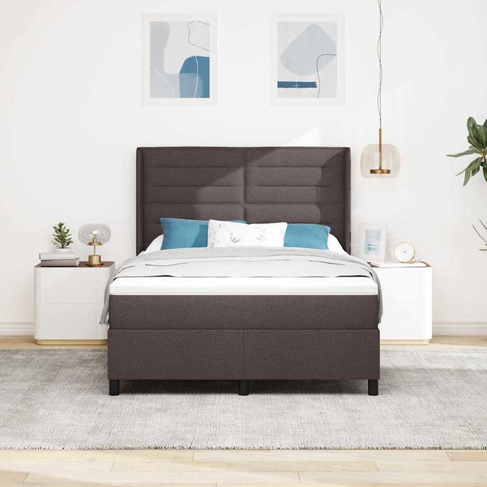 Pat cu arc LED cu saltea Maro închis 140 x 200 cm țesătură WALTI