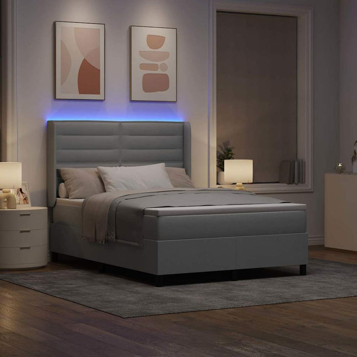 Pat cu arc LED cu saltea Gri deschis 160 x 200 cm țesătură - WALTI WALTI