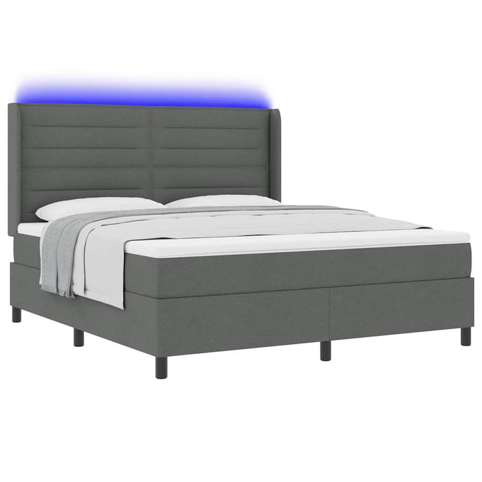 Pat cu arc LED cu saltea Gri închis 180 x 200 cm țesătură - WALTI WALTI