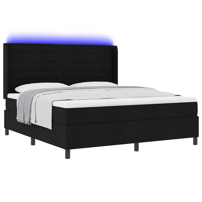 Pat cu arc LED cu saltea Negru 180 x 200 cm țesătură - WALTI WALTI