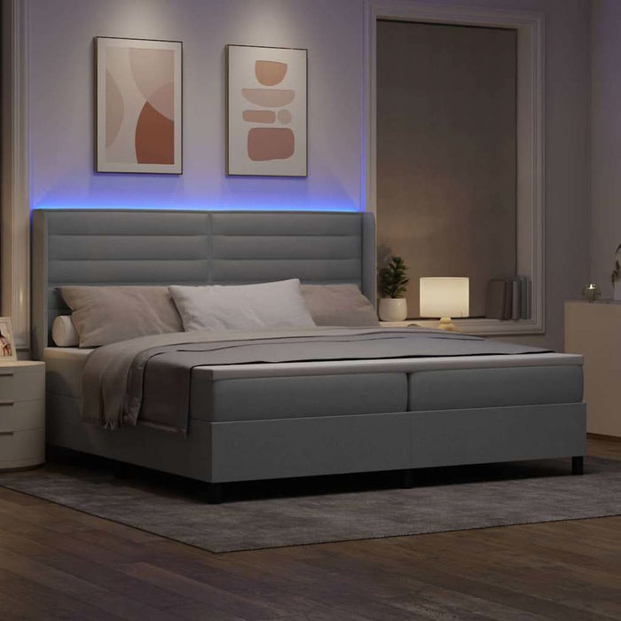 Pat cu arc LED cu saltea Gri deschis 200 x 200 cm țesătură - WALTI WALTI