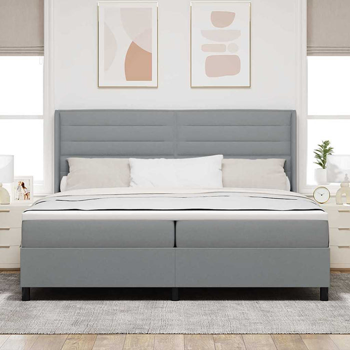 Pat cu arc LED cu saltea Gri deschis 200 x 200 cm țesătură - WALTI WALTI