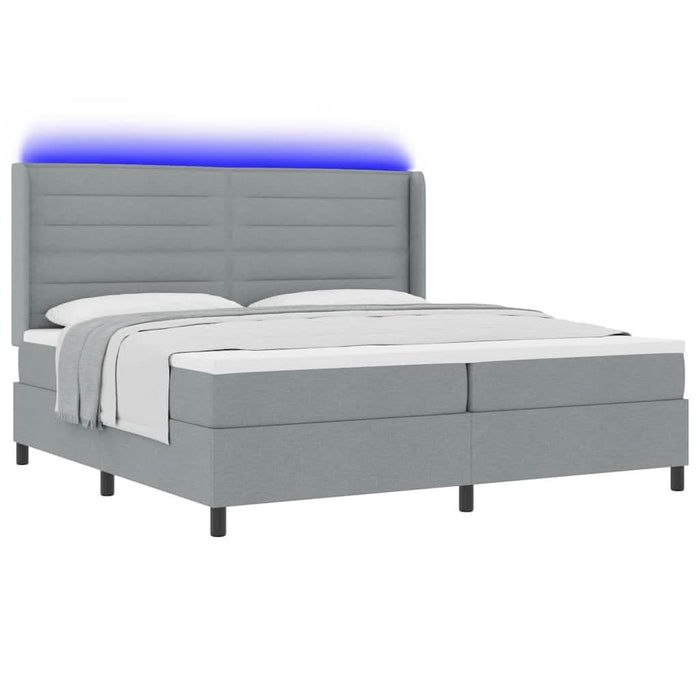 Pat cu arc LED cu saltea Gri deschis 200 x 200 cm țesătură - WALTI WALTI