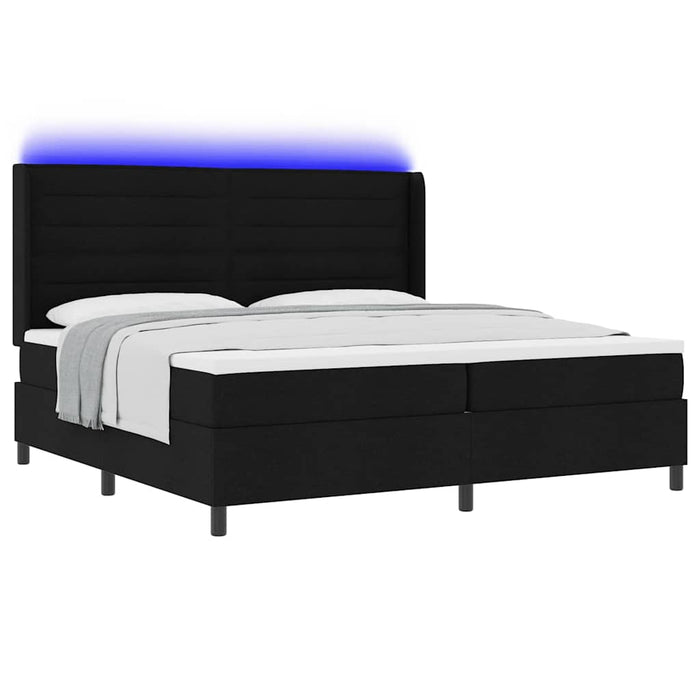 Pat cu arc LED cu saltea Negru 200 x 200 cm țesătură - WALTI WALTI
