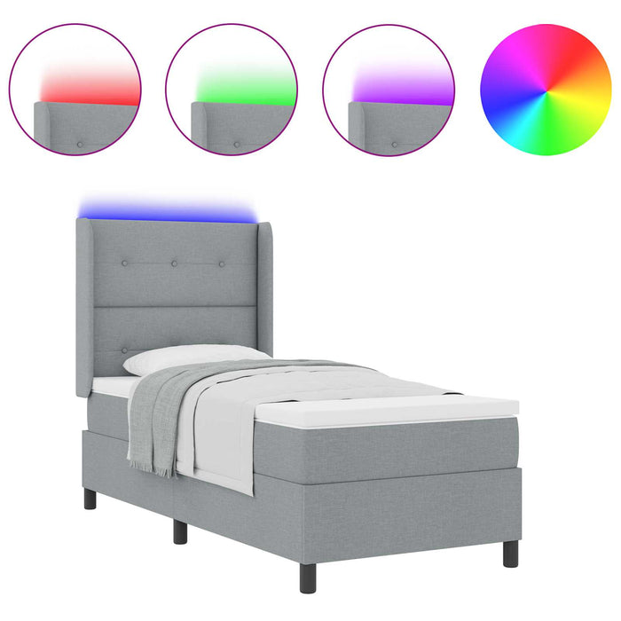 Pat cu arc LED cu saltea Gri deschis 80 x 200 cm țesătură - WALTI WALTI