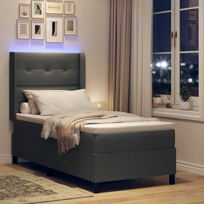 Pat cu arc LED cu headboard Gri închis 90 x 190 cm țesătură WALTI