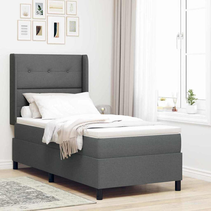 Pat cu arc LED cu headboard Gri închis 90 x 190 cm țesătură WALTI