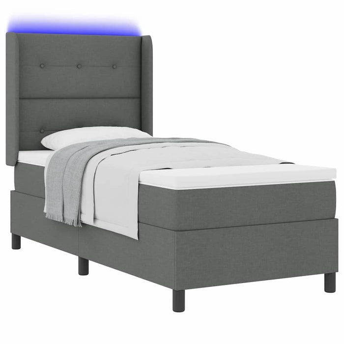 Pat cu arc LED cu headboard Gri închis 90 x 190 cm țesătură WALTI