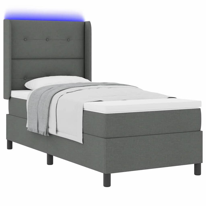 Pat cu arc LED cu headboard Gri închis 90 x 200 cm țesătură WALTI