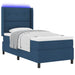 Pat cu arc LED cu headboard albastru 90 x 200 cm țesătură - WALTI WALTI