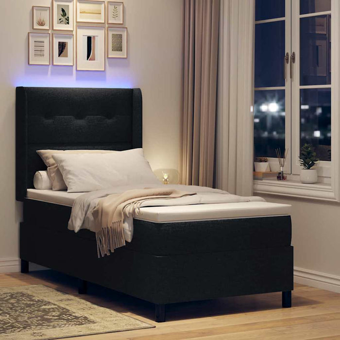 Pat cu arc LED cu headboard Negru 100 x 200 cm țesătură WALTI
