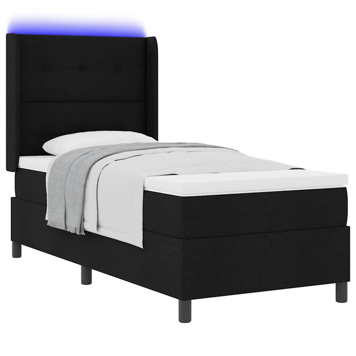Pat cu arc LED cu headboard Negru 100 x 200 cm țesătură WALTI