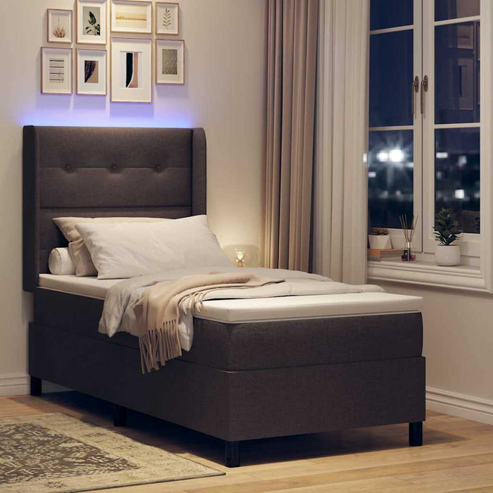 Pat cu arc LED cu headboard Maro închis 100 x 200 cm țesătură - WALTI WALTI