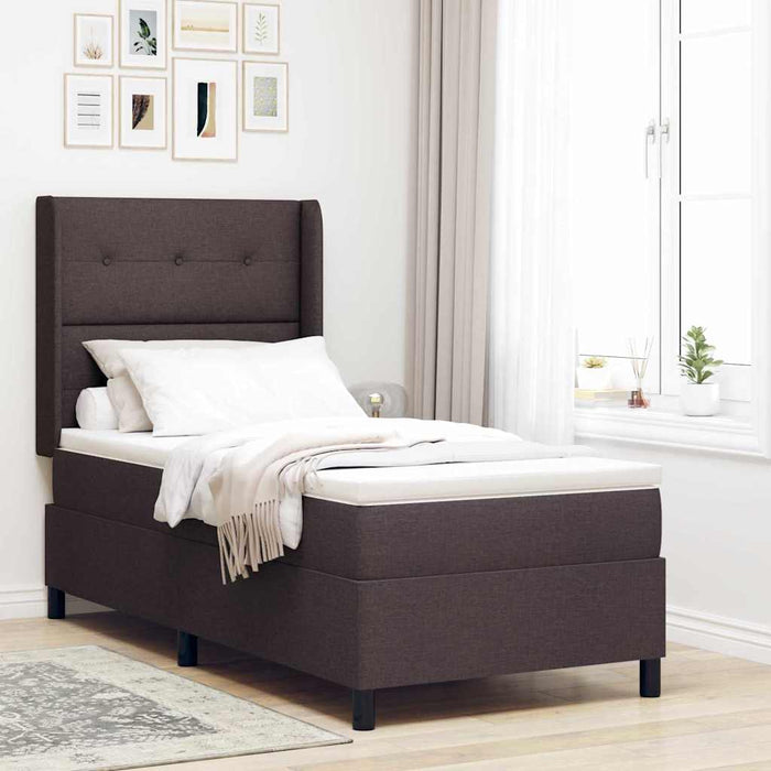 Pat cu arc LED cu headboard Maro închis 100 x 200 cm țesătură - WALTI WALTI