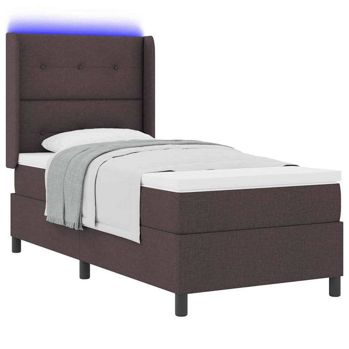 Pat cu arc LED cu headboard Maro închis 100 x 200 cm țesătură - WALTI WALTI