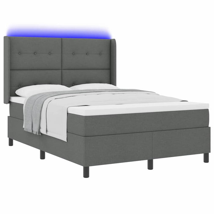 Pat cu arc LED cu saltea Gri închis 140 x 190 cm țesătură - WALTI WALTI