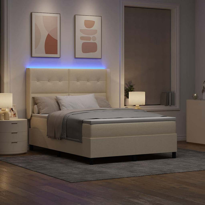 Pat cu arc LED cu saltea Crem 140 x 190 cm țesătură - WALTI WALTI