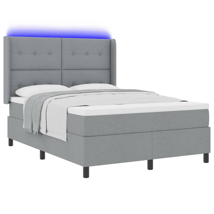 Pat cu arc LED cu saltea Gri deschis 140 x 200 cm țesătură - WALTI WALTI