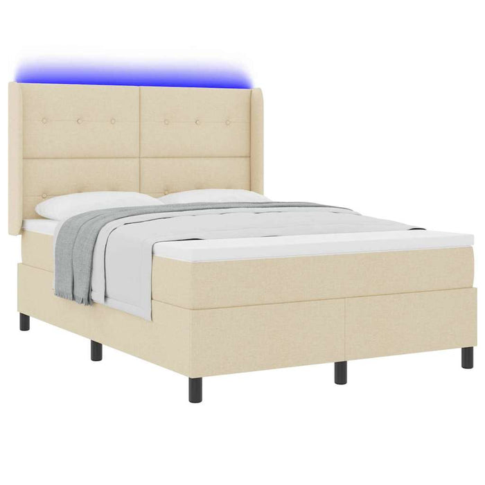 Pat cu arc LED cu saltea Crem 140 x 200 cm țesătură - WALTI WALTI