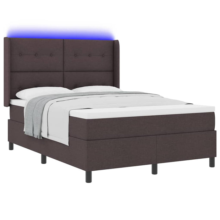 Pat cu arc LED cu saltea Maro închis 160 x 200 cm țesătură - WALTI WALTI