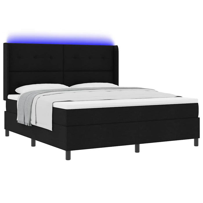 Pat cu arc LED cu saltea Negru 180 x 200 cm țesătură - WALTI WALTI