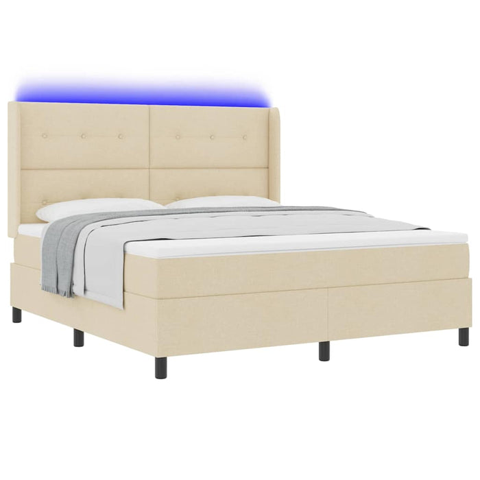 Pat cu arc LED cu saltea Crem 180 x 200 cm țesătură - WALTI WALTI