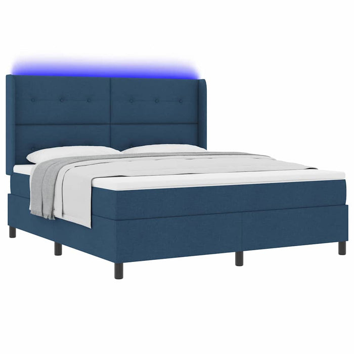 Pat cu arc LED cu headboard albastru 180 x 200 cm țesătură - WALTI WALTI