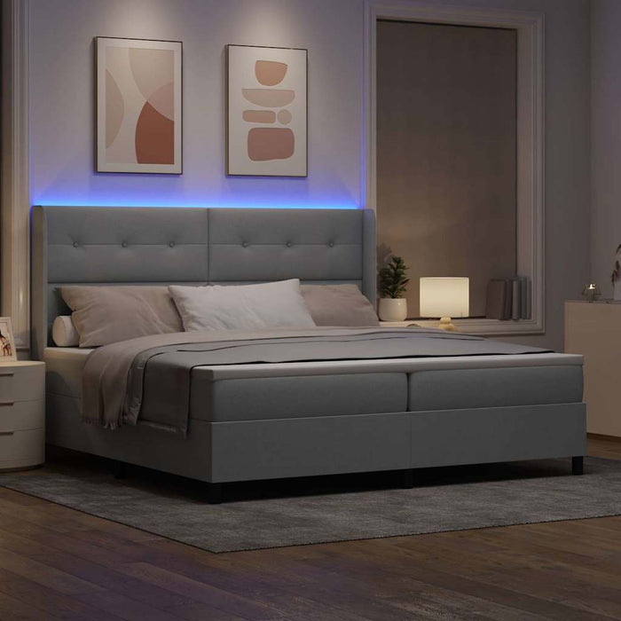 Pat cu arc LED cu headboard Gri deschis 200 x 200 cm țesătură WALTI