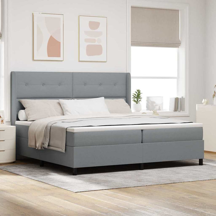 Pat cu arc LED cu headboard Gri deschis 200 x 200 cm țesătură WALTI