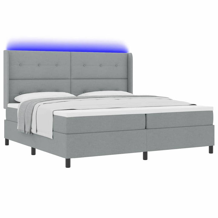 Pat cu arc LED cu headboard Gri deschis 200 x 200 cm țesătură WALTI