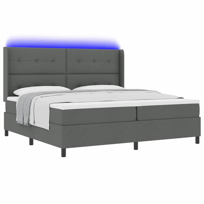 Pat cu arc LED cu headboard Gri închis 200 x 200 cm țesătură - WALTI WALTI
