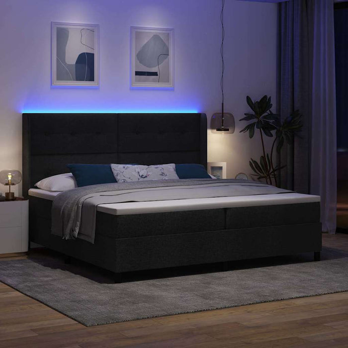 Pat cu arc LED cu headboard Negru 200 x 200 cm țesătură WALTI