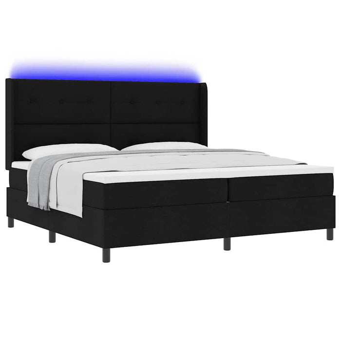 Pat cu arc LED cu headboard Negru 200 x 200 cm țesătură WALTI