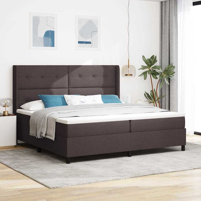Pat cu arc LED cu headboard Maro închis 200 x 200 cm țesătură WALTI