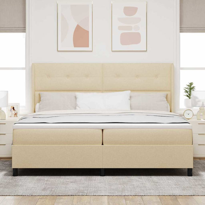 Pat cu arc LED cu saltea Crem 200 x 200 cm țesătură - WALTI WALTI