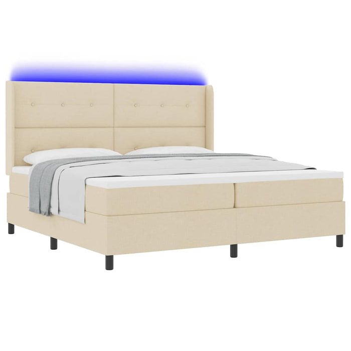 Pat cu arc LED cu saltea Crem 200 x 200 cm țesătură - WALTI WALTI