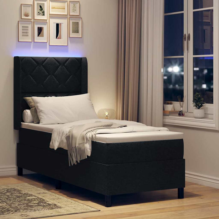 Pat cu arc LED cu headboard Negru 80 x 200 cm țesătură WALTI