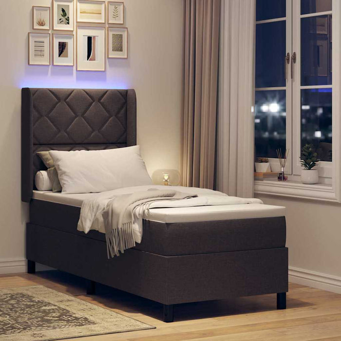 Pat cu arc LED cu pernă Maro închis 80 x 200 cm țesătură WALTI