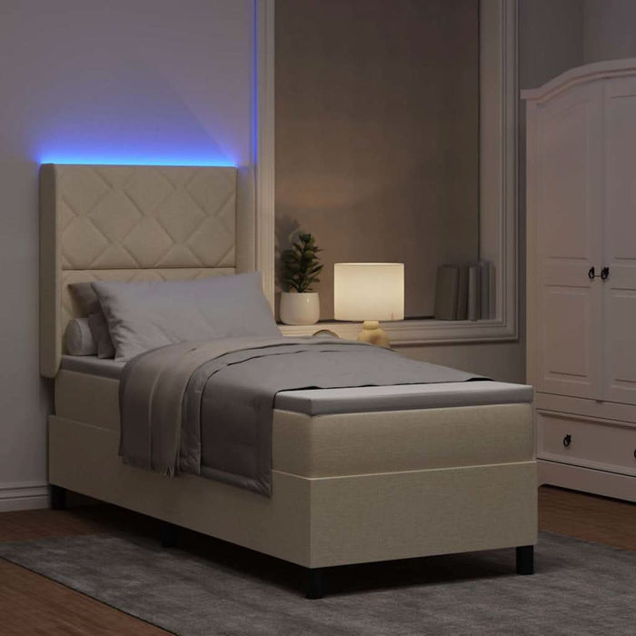 Pat cu arc LED cu headboard Crem 80 x 200 cm țesătură WALTI