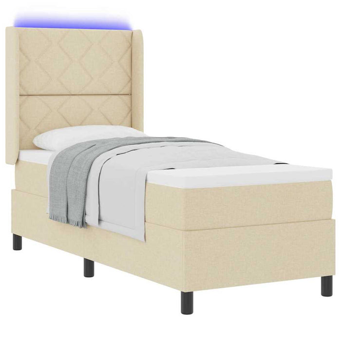Pat cu arc LED cu headboard Crem 80 x 200 cm țesătură WALTI