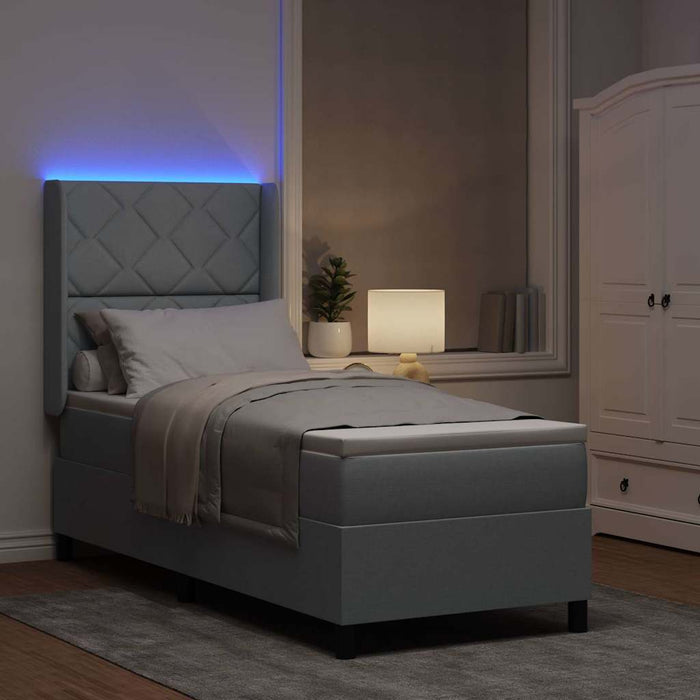 Pat cu arc LED cu headboard Gri deschis 90 x 190 cm țesătură - WALTI WALTI