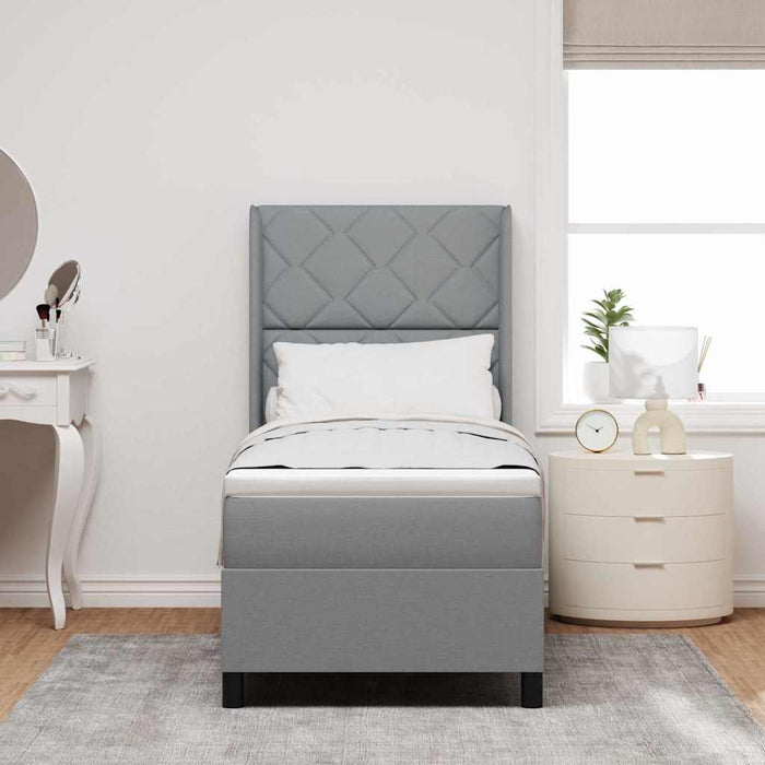 Pat cu arc LED cu headboard Gri deschis 90 x 190 cm țesătură - WALTI WALTI