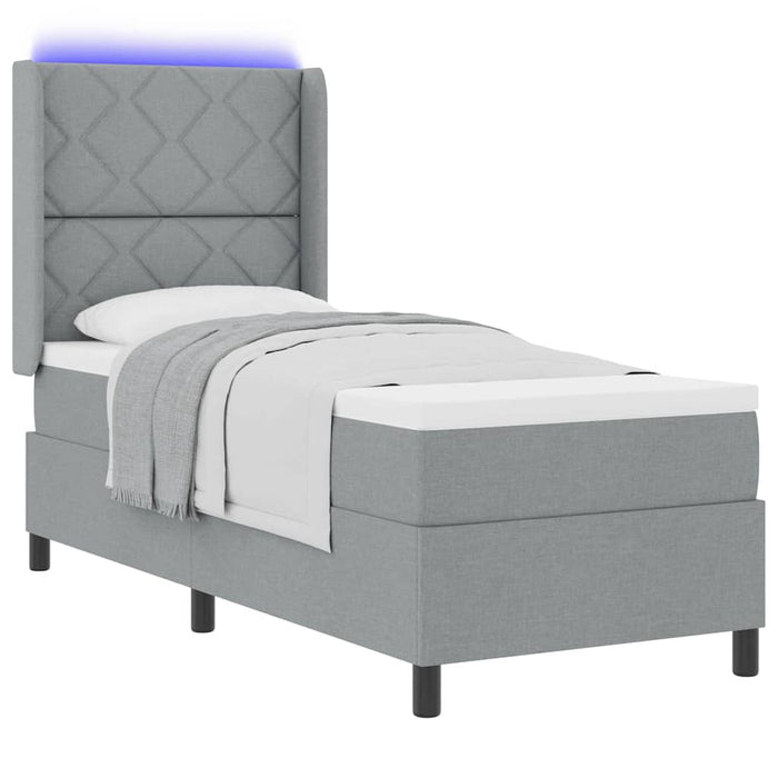 Pat cu arc LED cu headboard Gri deschis 90 x 190 cm țesătură - WALTI WALTI