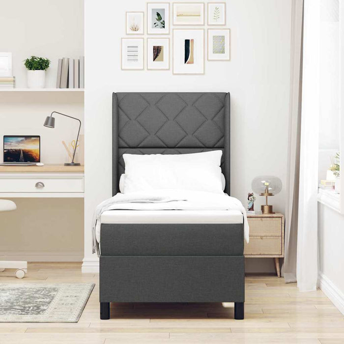 Pat cu arc LED cu headboard Gri închis 90 x 190 cm țesătură WALTI