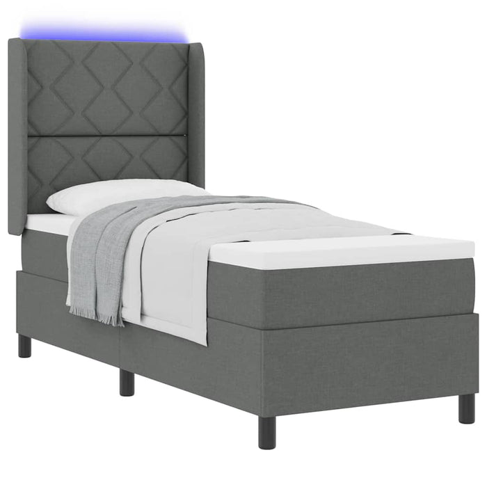 Pat cu arc LED cu headboard Gri închis 90 x 190 cm țesătură WALTI
