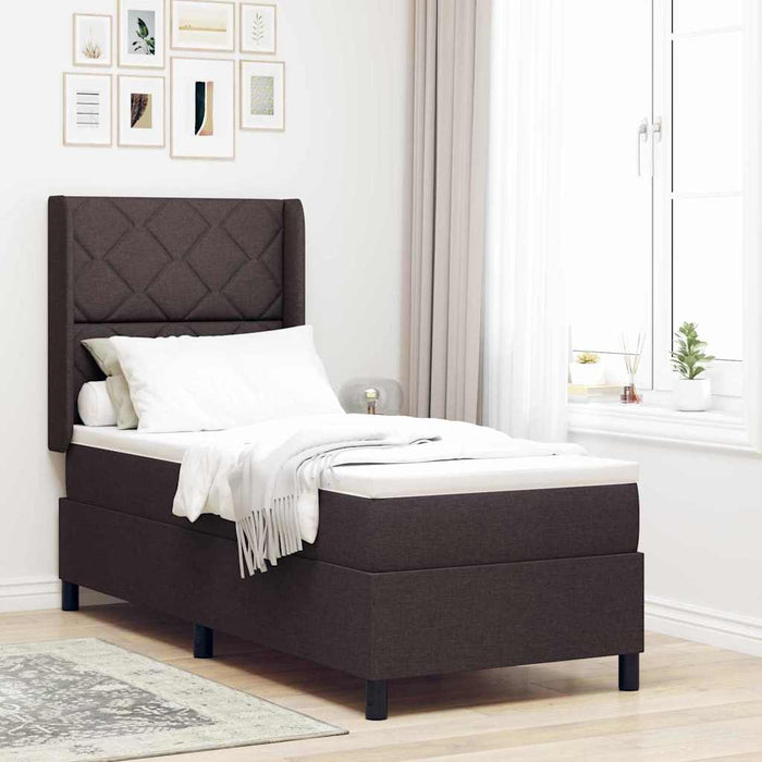 Pat cu arc LED cu headboard Maro închis 90 x 190 cm țesătură WALTI