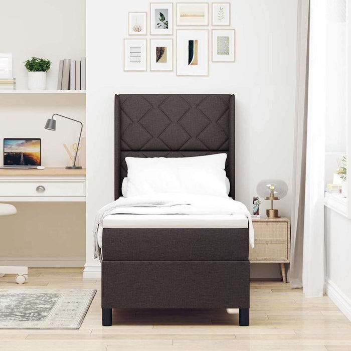Pat cu arc LED cu headboard Maro închis 90 x 190 cm țesătură WALTI