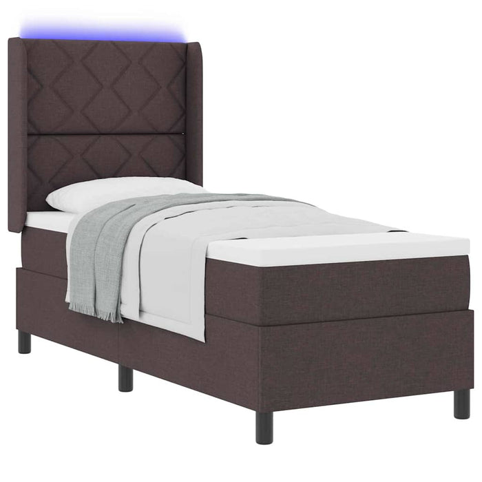 Pat cu arc LED cu headboard Maro închis 90 x 190 cm țesătură WALTI