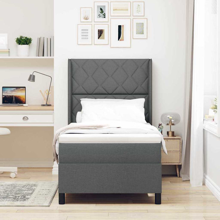 Pat cu arc LED cu headboard Gri închis 90 x 200 cm țesătură WALTI