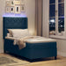 Pat cu arc LED cu headboard albastru 90 x 200 cm țesătură - WALTI WALTI